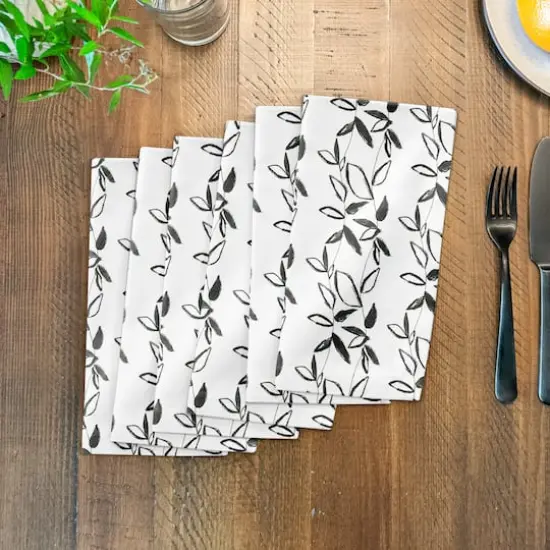 Black Leaf Stripes 10" x 10" Cotton Twill Napkin {4}