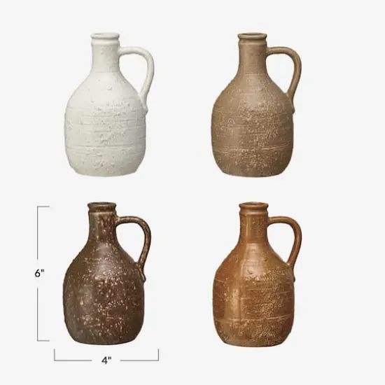 Hello Honey&reg; 6" Bohemian Charm Stoneware Vase with Handle Set of 4 {4}