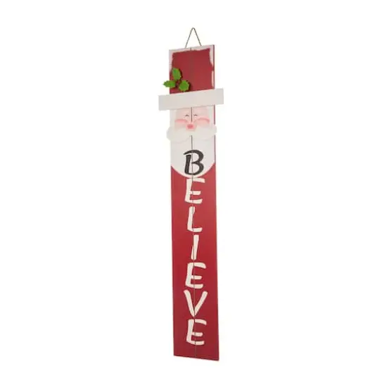 Glitzhome&reg; 3.5ft. Wooden Believe Santa Porch Sign {1}