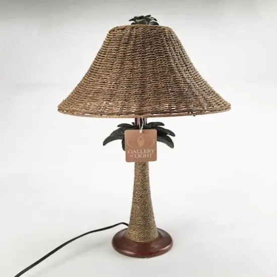 25.5" Palm Tree Rattan Lamp {4}