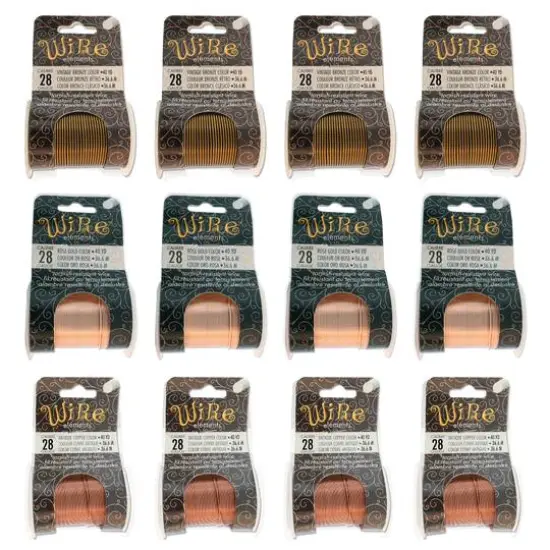 The Beadsmith&reg; Wire Elements&trade; 28 Gauge Tarnish Resistant Medium Temper Antique Copper, Vintage Bronze & Rose Gold Wire, 12ct. {1}
