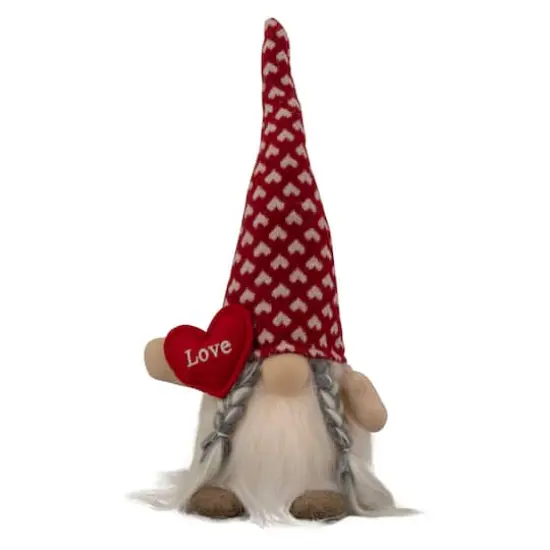 13" Lighted Girl Valentine's Day Gnome With Love Heart {1}