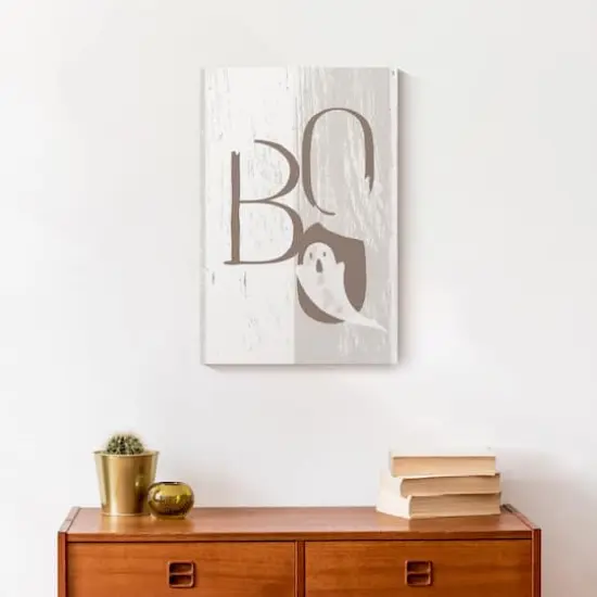 Boo Faux Wood 12" x 18" Canvas Wall Art {5}