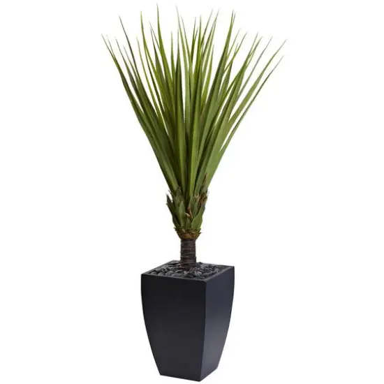 5.4ft. Spiky Agave Artificial Tree in Black Planter {1}