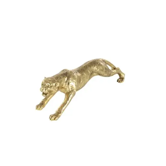 34" Gold Polystone Glam Leopard Sculpture {4}