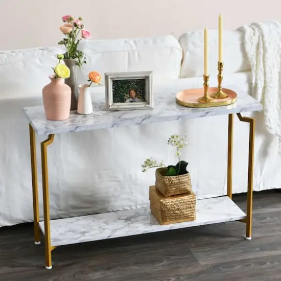 Household Essentials Crown Console 23" 2-Tier Console Table White {5}