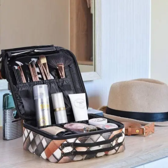 NEX&trade; Black Adjustable Waterproof Travel Makeup Bag with Dividers {7}