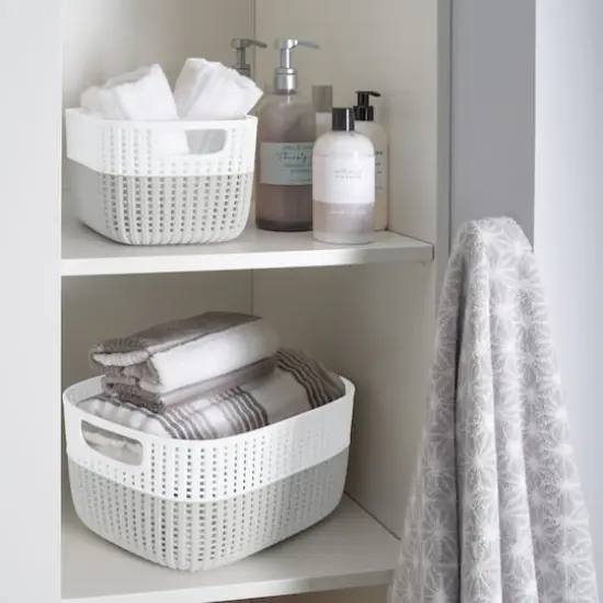 Simplify Medium Heather Gray 2-Tone Decorative Storage Basket {6}