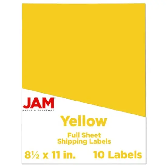 JAM Paper Shipping Labels, 8.5" x 11" Yellow {1}