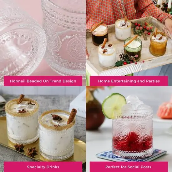 Kate Aspen&reg; 10oz. Hobnail Beaded Floral Clear Drinking Glasses, 6ct. {6}