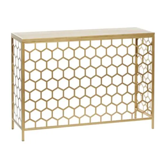 Gold Metal Contemporary Console Table 30" x 42" x 14" {1}