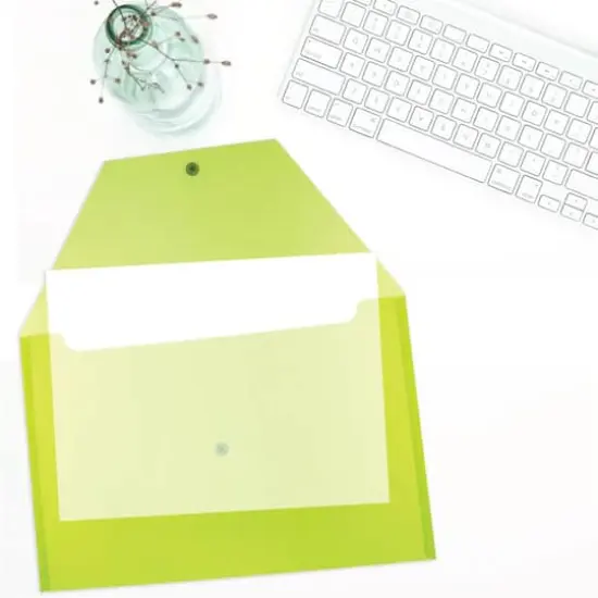 JAM Paper 9.75" x 14.5" Plastic Snap Closure Envelopes, 12ct. Lime Green {6}