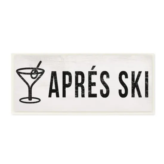 Stupell Industries Apr&egrave;s Ski Phrase Martini Glass with Olive,7" x 17" {1}