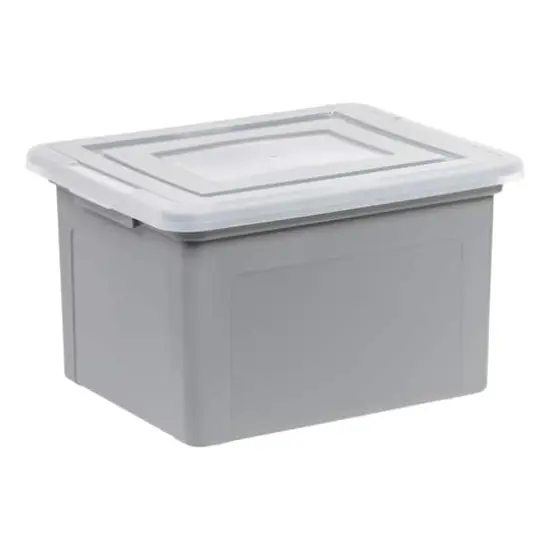 IRIS Gray & Clear 35qt. Snap Tight Plastic File Organizer Box With Lid {15}