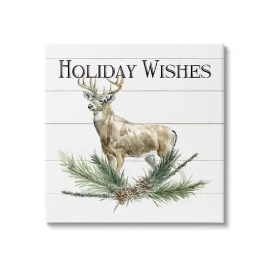 Stupell Industries Holiday Wishes Seasonal Deer Canvas Wall Art {1}