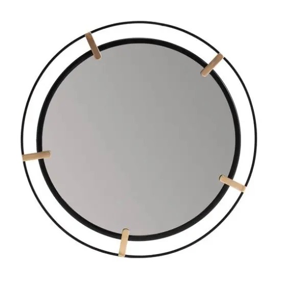 Habitat Thales 23" Black & Golden Circular Wall Mirror {1}