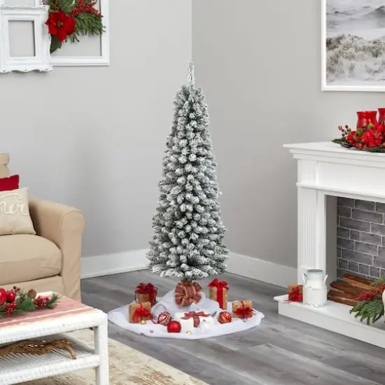 5ft. Unlit Flocked Artificial Christmas Tree {7}