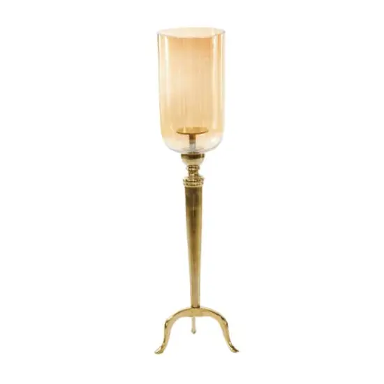 34" Gold Aluminum & Glass Traditional Candlestick Holder {3}