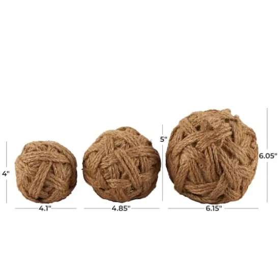 Brown Jute Handmade Woven Decorative Ball Orbs & Vase Filler Set {4}