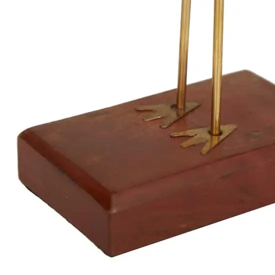 Brown Wood Traditional Bird Sculpture, Set of 2" 3", 10" {4}