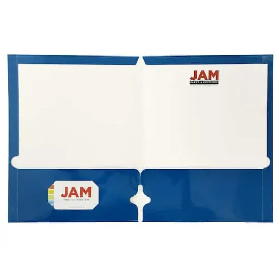 JAM Paper Laminated 2-Pocket Glossy 3-Hole Punch School Folders, 6ct. Assorted {3}