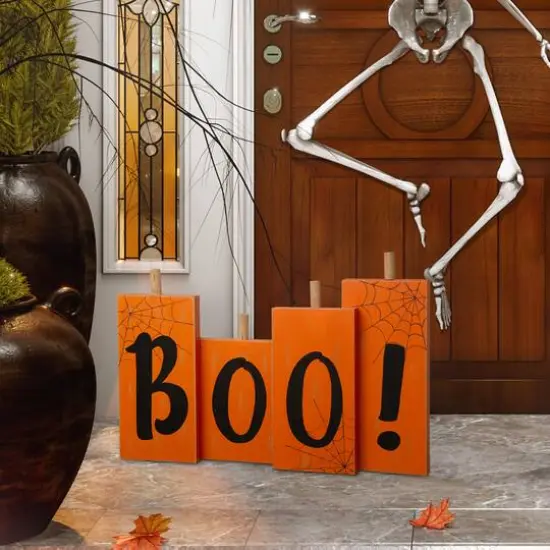 Glitzhome&reg; 20" Halloween Wooden Boo Standing D&eacute;cor {3}