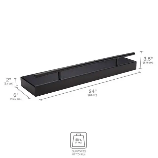 Melannco MDF & Metal Railing 24" Shelf Black {6}
