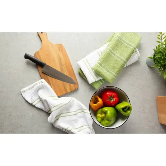 DII&reg; Striped Ribbed Terry Dish Towels, 6ct. Green/White {8}