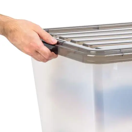 Iris® 91qt. Clear View Plastic Storage Bins with Gray Latching Buckle Lids, 4ct. {5}