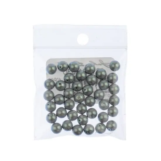 Preciosa Maxima 6mm Pearlescent Glass Nacre Pearls, 40ct.Grey {3}