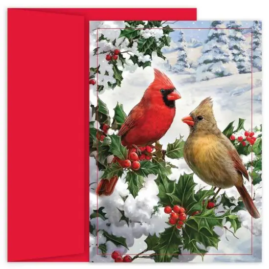 JAM Paper Cardinal Couple Christmas Cards & Envelopes Set {1}