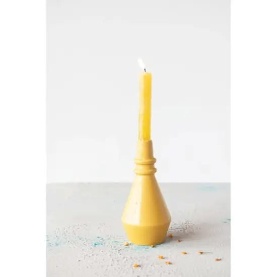 8" Yellow Stoneware Taper Holder {3}