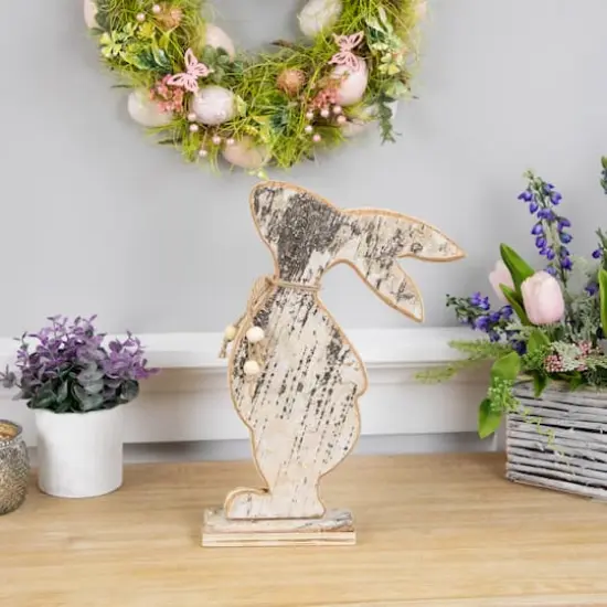 12" Rustic Wooden Rabbit Silhouette Easter Accent {3}