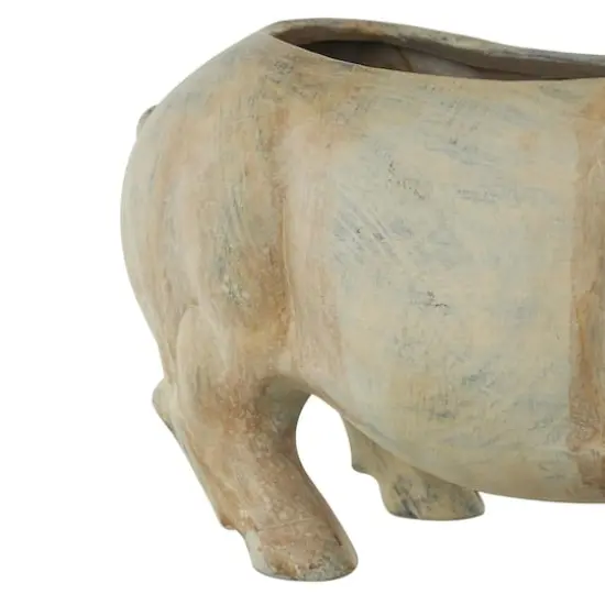 16" Distressed Light Brown Pig Planter {5}