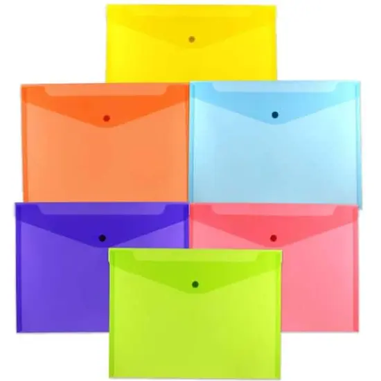 JAM Paper 9.75" x 13" Assorted Plastic Snap Closure Envelopes, 12ct. {1}