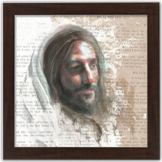 Portrat Of Jesus 16" x 16" Walnut Framed Print Under Plexiglass {1}