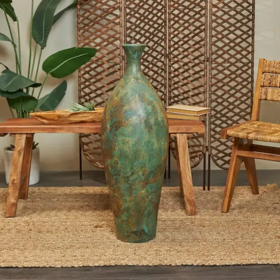 3ft. Green Ceramic Tall Distressed Antique Style Vase {3}
