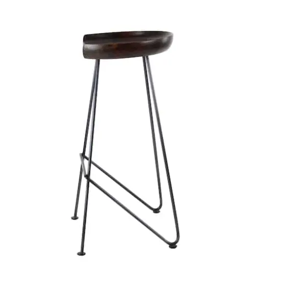 Brown Iron & Wood Rustic Stool {4}