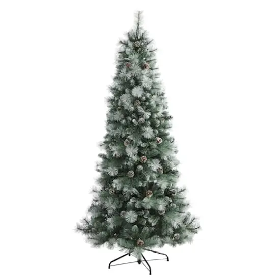 7ft. Pre-Lit Frosted Tip British Columbia Mountain Pine & Pinecones Artificial Christmas Tree with Clear Lights {4}