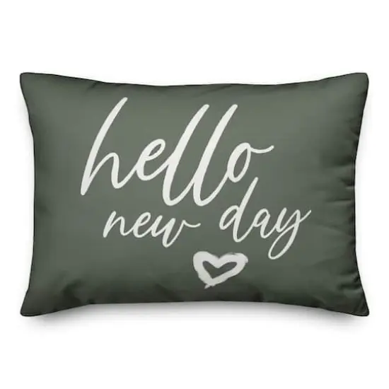20" Hello New Day Throw Pillow Sage {1}