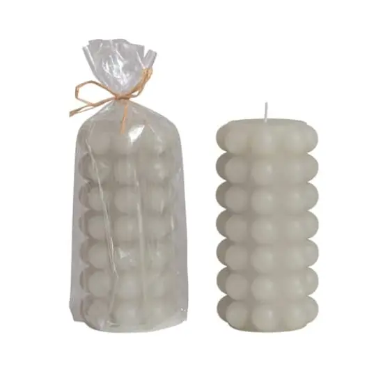 Hello Honey&reg; Unscented Hobnail Pillar Candle Dove Gray {1}