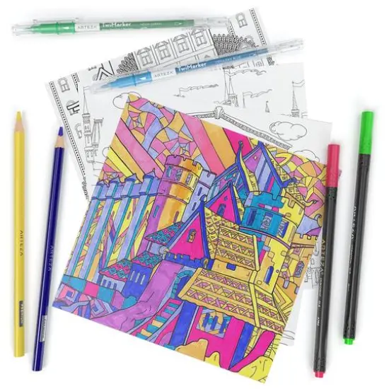 Arteza&reg; 6.4" x 6.4" Architecture Coloring Book {4}