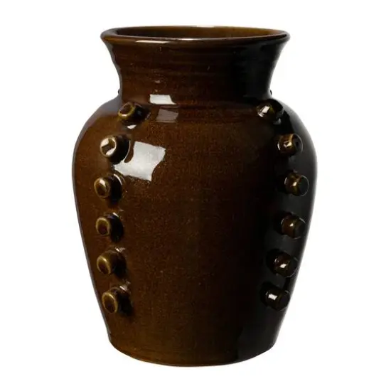 Hello Honey&reg; 10.25" Brown Terra Cotta Vase with Hobnails {1}