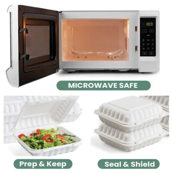 9" White Single-Compartment Clamshell Take Out Containers, 150ct. {7}