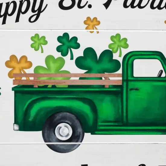 Glitzhome&reg; 24" St. Patrick's Truck Wooden Wall D&eacute;cor {5}