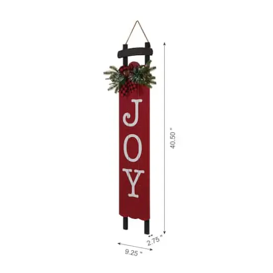 Glitzhome® 40" Lighted Wooden Sleigh JOY Porch Sign with Timer {7}