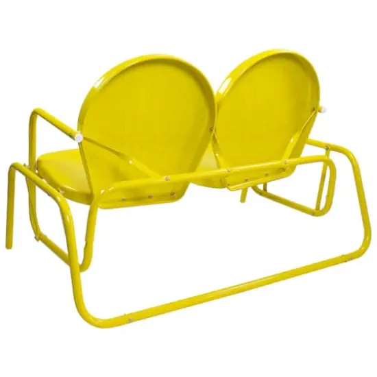 2-Person Outdoor Retro Metal Tulip Double Glider Patio Chair Yellow {6}