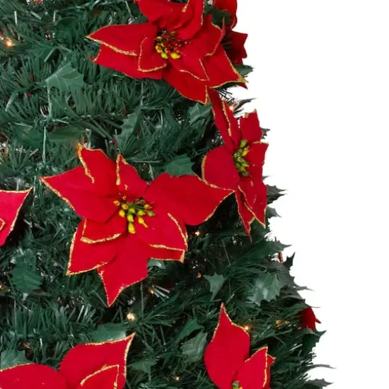 6ft. Pre-Lit Pre-Decorated Poinsettia Pop-Up Artificial Christmas Tree {3}