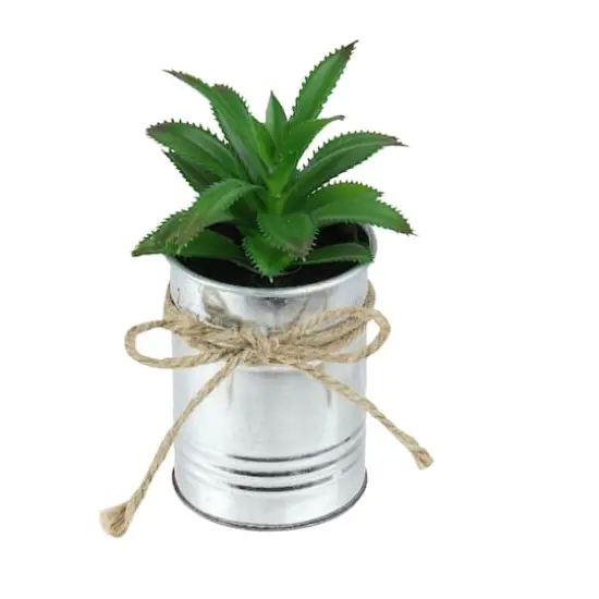 7" Tropical Green Artificial Mini Plant in Tin Planter {3}