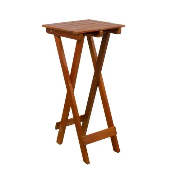 26" Light Brown Acacia Wood Outdoor Folding Accent Table {1}